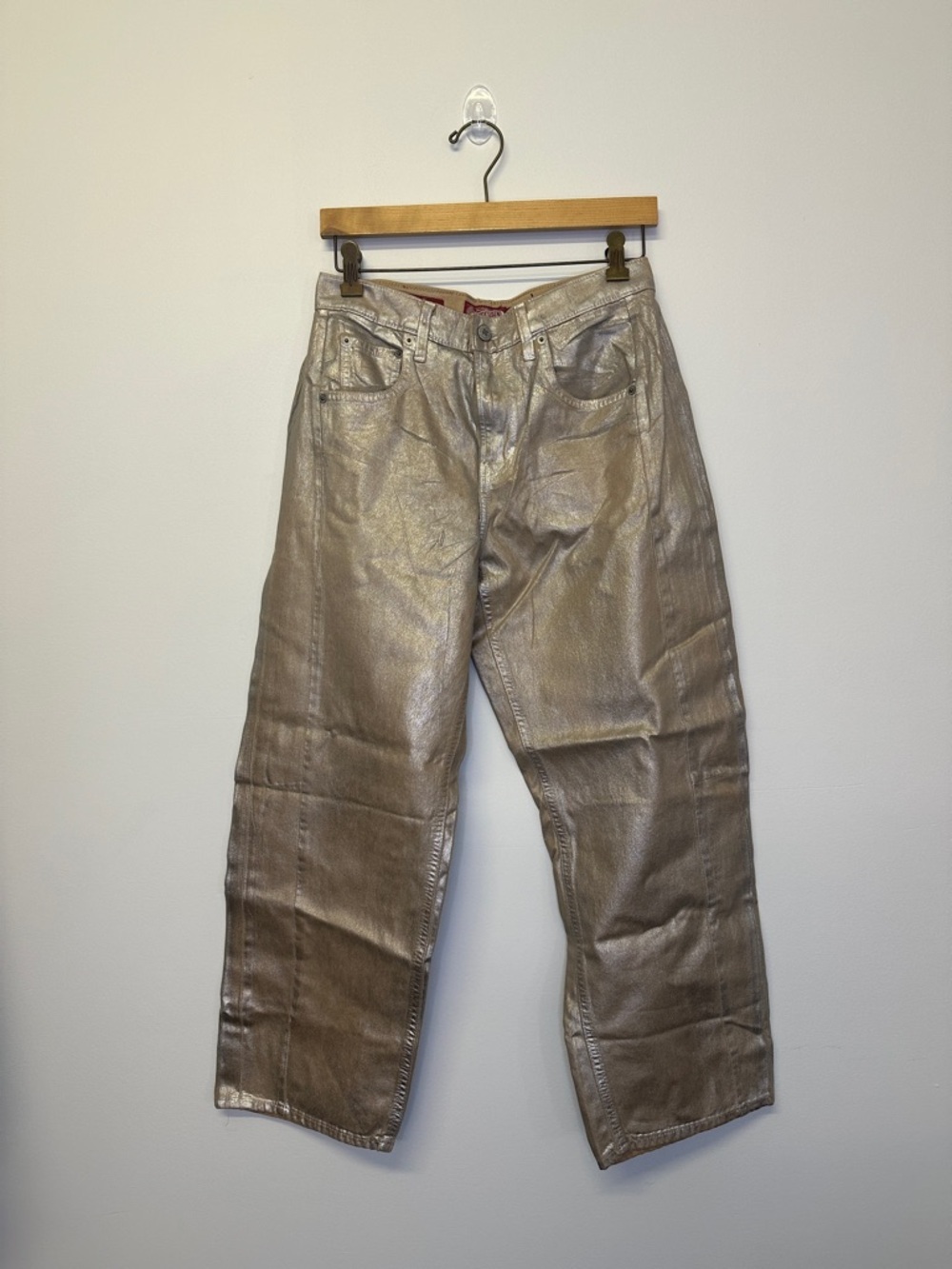 Lucky Legend Limited Edition Barrel Leg silver/gold metallic jeans size 2/26